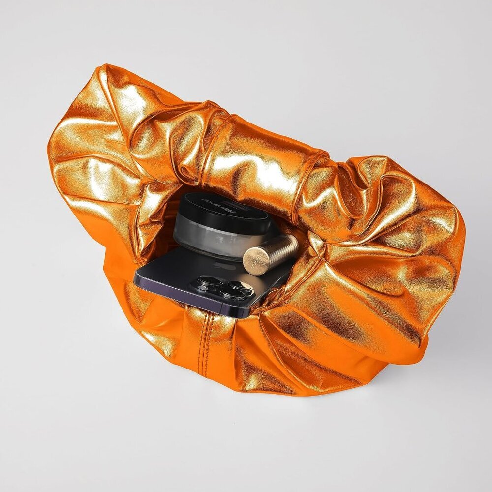 Women's Orange Polyurethane Buckle Stylish Designer Party Wedding Clutch - Picture 5 of 7